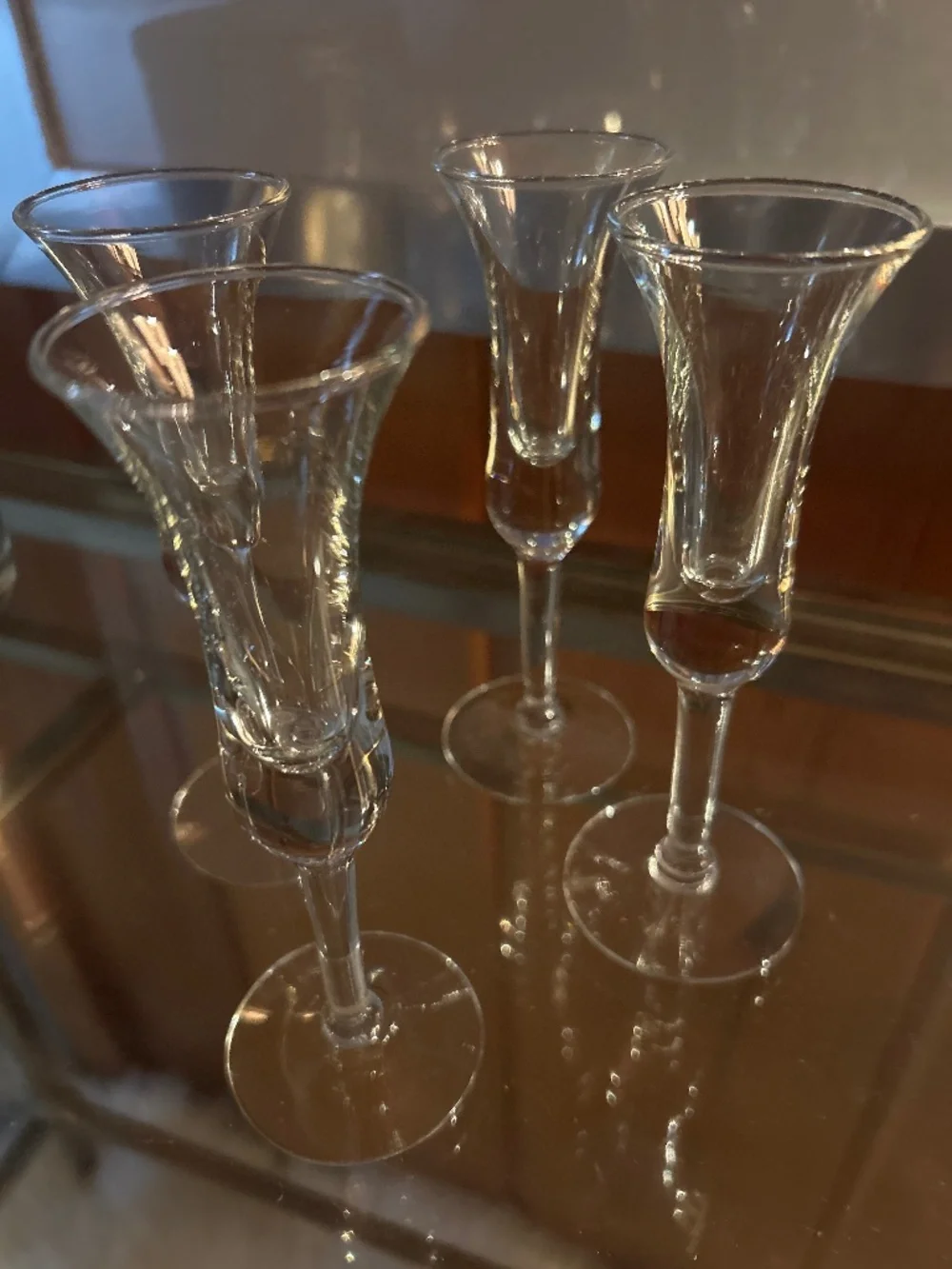 Four Vintage Stemmed Liqueur Glasses